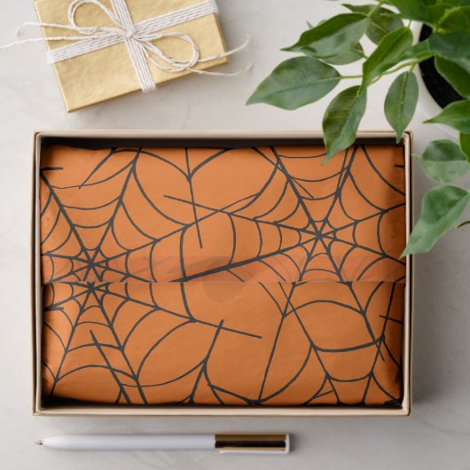 Orange Cobweb Halloween Seidenpapier (Geschenk)