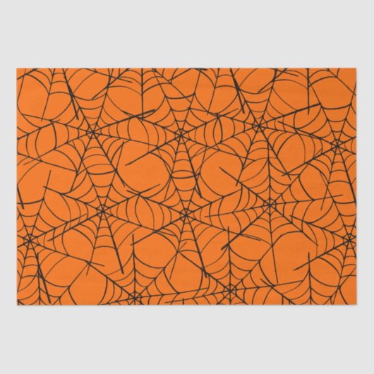 Orange Cobweb Halloween Seidenpapier (Vorderseite)