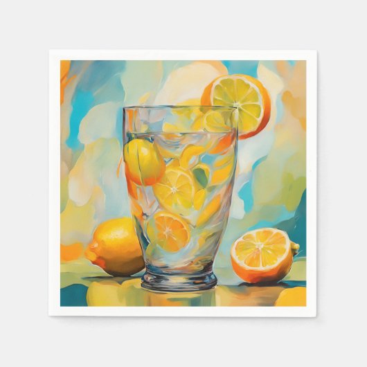 Orange Cocktail AI Art Serviette (Vorderseite)