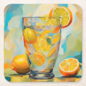 Orange Cocktail AI Art Untersetzer (Vorderseite)