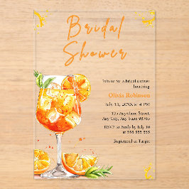 Orange Cocktail Drink Aperol Spritz Bridal Shower  Acryleinladungen