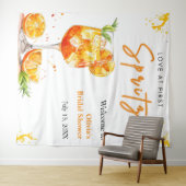 Orange Cocktail Liebeshochzeitssprudel Junggeselli Wandteppich (Beispiel (Horizontal))