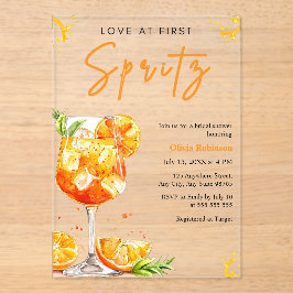 Orange Cocktail Love at First Spritz Bridal Shower Acryleinladungen