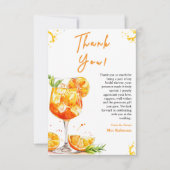 Orange Cocktail Love at First Spritz Bridal Shower Dankeskarte (Vorderseite)