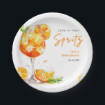 Orange Cocktail Love at First Spritz Bridal Shower Pappteller<br><div class="desc">Orange Cocktail Love at First Spritz Bridal Shower Paper Plates.</div>
