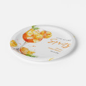 Orange Cocktail Love at First Spritz Junggesellinn Pappteller (Schrägansicht)