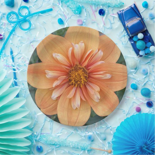 Orange Collarette Dahlia Floral Pappteller (Party)