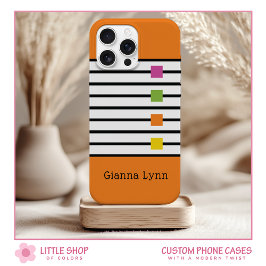 Orange Color Block Black Stripes Monogram Case-Mate iPhone Hülle