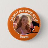 Orange Color Guard Foto High School Tänzerin Button (Vorderseite)