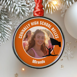 Orange Color Guard Foto Weihnachten an der High Sc Ornament Aus Metall