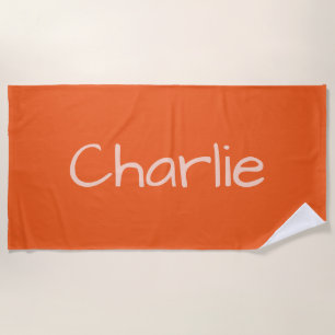 Orange Color Individuelle Name Strandtuch