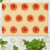 Orange Color Rose Blume Nahtloses Muster auf Geschirrtuch (Gefaltet)