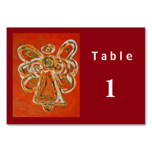 Orange Color Series Engel Custom Table Cards Tischnummer