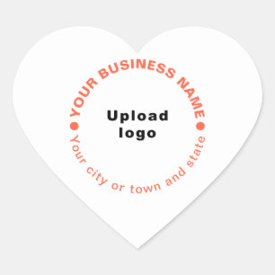 Orange Color Text Business Brand on Heart Sticker
