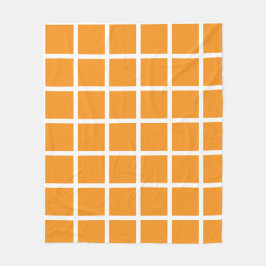 Orange colored square pattern and white borders fleecedecke