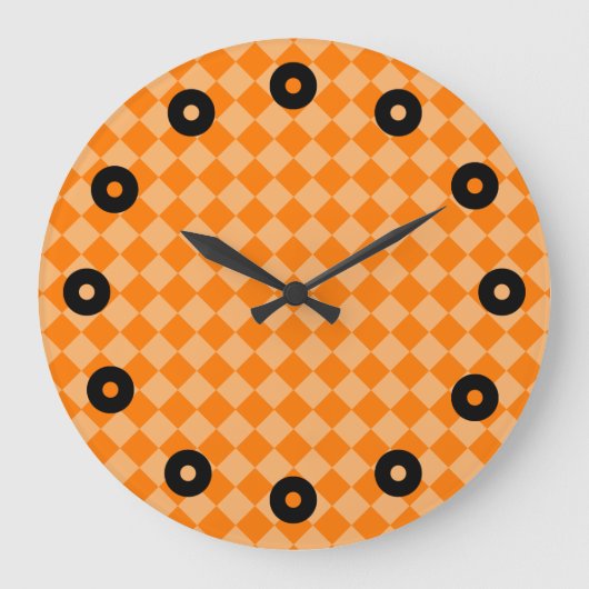 Orange Combination Diamond Pattern von STaylor Große Wanduhr (Vorderseite)