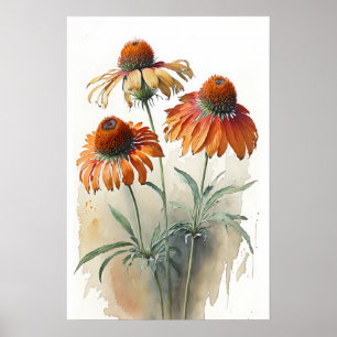 Orange Conefwers Art Print Poster