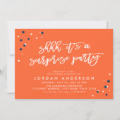 Orange Confetti Es ist ein überraschendes Party Ge Einladung (Vorderseite)
