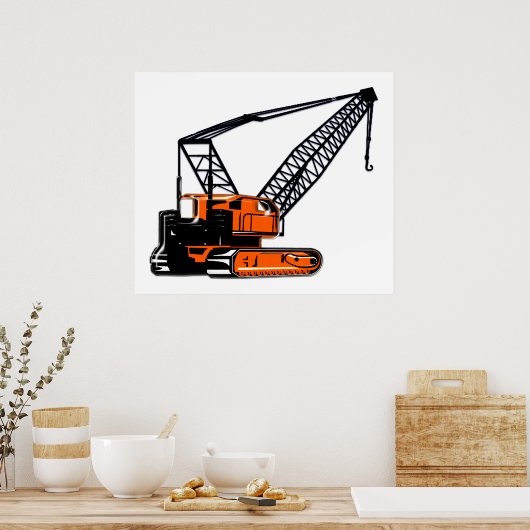 Orange Construction Crane Poster (Küche)