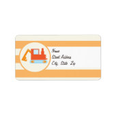 Orange Construction Toy Backhoe Adressaufkleber (Vorne)