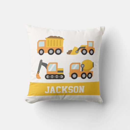 Orange Construction Vehicles Boys Room Decke Kissen (Vorderseite)