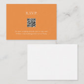 Orange Contemporary QR Code Wedding RSVP II Begleitkarte (Vorne/Hinten)