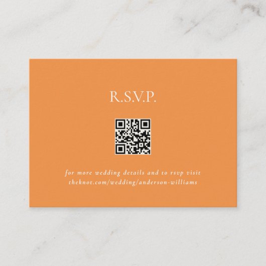 Orange Contemporary QR Code Wedding RSVP II Begleitkarte (Vorderseite)