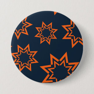 Orange, cool, trendy, playful star shape pattern button