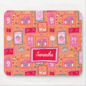 Orange Coquette aesthetic girly whimsical pattern  Mousepad (Vorne)