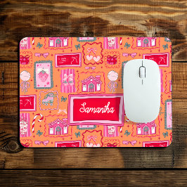 Orange Coquette aesthetic girly whimsical pattern  Mousepad