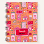 Orange Coquette aesthetic girly whimsical pattern Notizblock (Vorderseite)