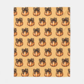 Orange Coquette Autumn Halloween Leopart Pumpkin Fleecedecke (Vorderseite)