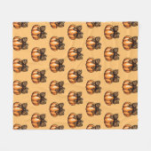 Orange Coquette Autumn Halloween Leopart Pumpkin Fleecedecke (Vorderseite (Horizontal))