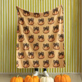 Orange Coquette Autumn Halloween Leopart Pumpkin Fleecedecke