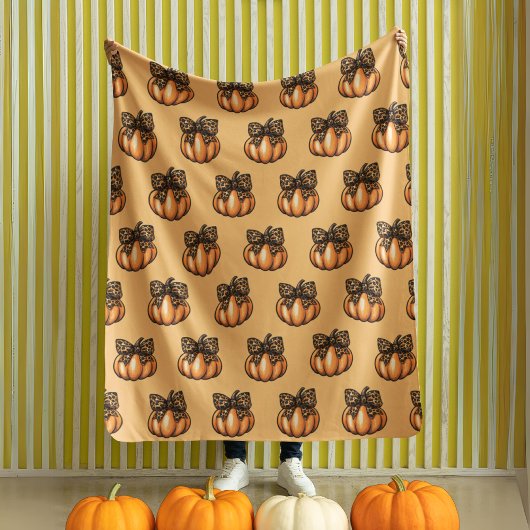 Orange Coquette Autumn Halloween Leopart Pumpkin Fleecedecke