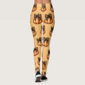 Orange Coquette Autumn Halloween Leopart Pumpkin Leggings (Rückseite)