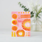 Orange Coral Abstract Postcard Postkarte (Stehend Vorderseite)