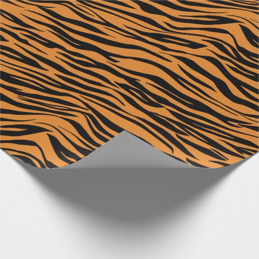 Orange Coral Black Tiger Animal Skin Abstrakt Glam Geschenkpapier (Ecke)