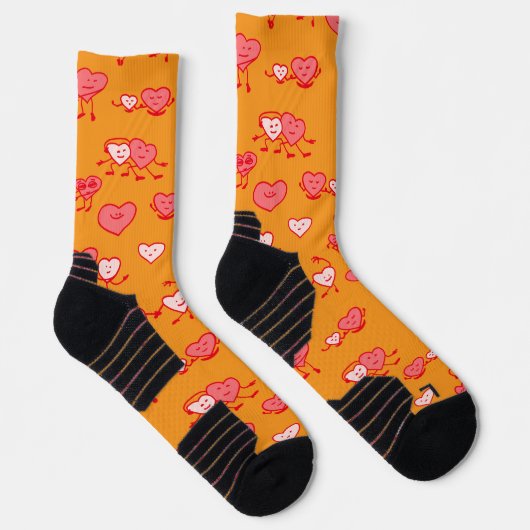 Orange Coral Dancing Hearts Socken (Rechts)