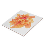 Orange Coral Floral Bloom Botanical Accent Muster Fliese (Seite)