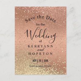 Orange Coral & Gold Glitzer - Save the Date Ankündigungspostkarte