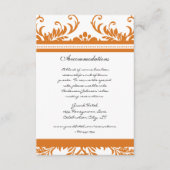 Orange Coral Ivory Damask Wedding Begleitkarte (Vorderseite)