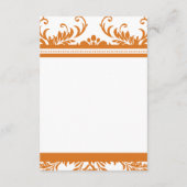 Orange Coral Ivory Damask Wedding Begleitkarte (Rückseite)