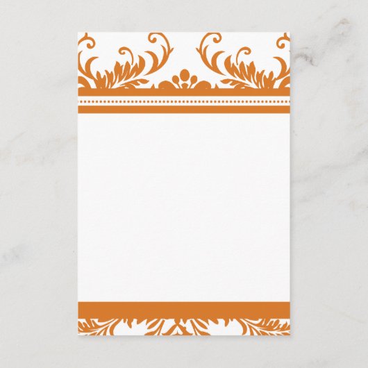 Orange Coral Ivory Damask Wedding Begleitkarte (Rückseite)