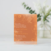 Orange Coral Kanji für Liebe Swirl Wedding Einladungspostkarte (Stehend Vorderseite)