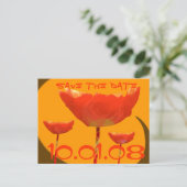 Orange Coral Poppy Save the Date Ankündigungspostkarte (Stehend Vorderseite)