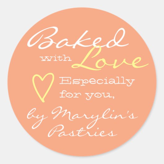 Orange Coral Simple Made with Liebe Heart Pastel Runder Aufkleber (Vorderseite)