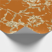 Orange Coral Skinny Gold Marmor Striche Stone Geschenkpapier (Ecke)