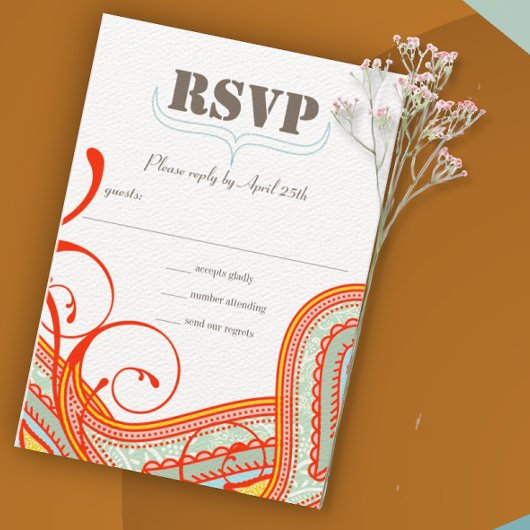 Orange Coral Terracotta Paisley Wedding