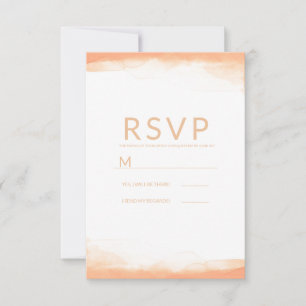 Orange Coral Watercolor Modernes Wedding RSVP Karte